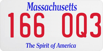 MA license plate 166OQ3