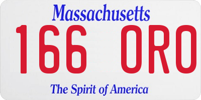 MA license plate 166OR0