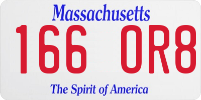 MA license plate 166OR8