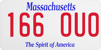 MA license plate 166OU0