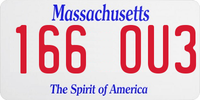 MA license plate 166OU3
