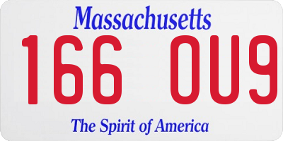 MA license plate 166OU9