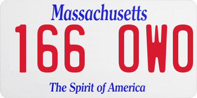 MA license plate 166OW0