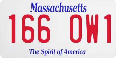 MA license plate 166OW1