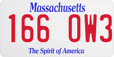 MA license plate 166OW3