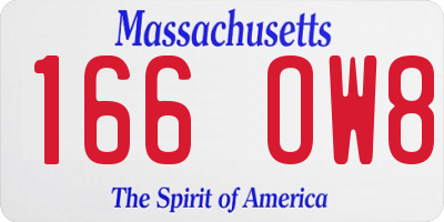 MA license plate 166OW8