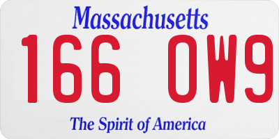 MA license plate 166OW9