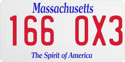 MA license plate 166OX3