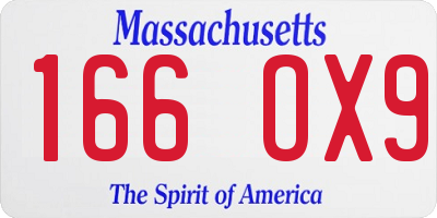 MA license plate 166OX9