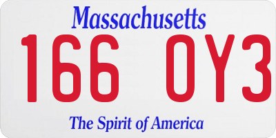 MA license plate 166OY3