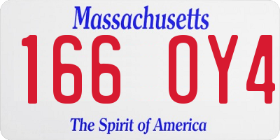 MA license plate 166OY4