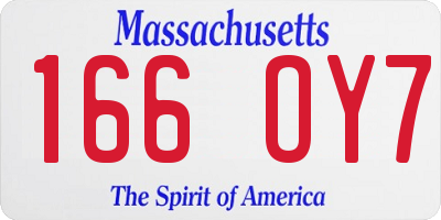 MA license plate 166OY7