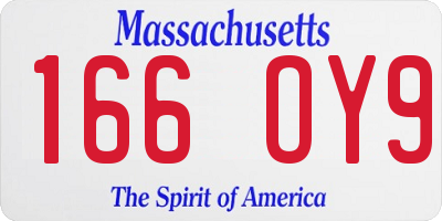 MA license plate 166OY9