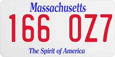 MA license plate 166OZ7