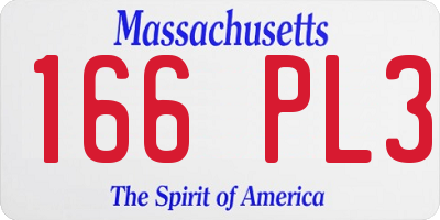MA license plate 166PL3