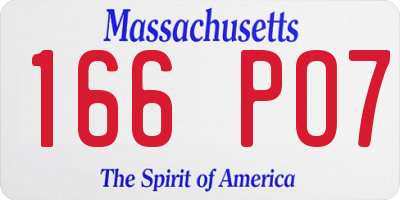 MA license plate 166PO7