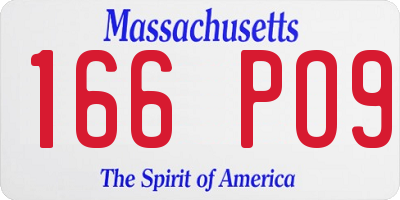 MA license plate 166PO9