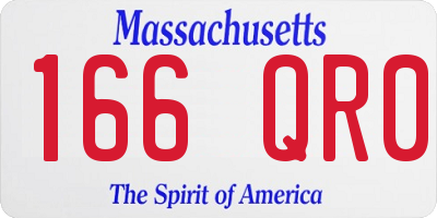 MA license plate 166QR0