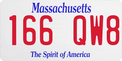 MA license plate 166QW8