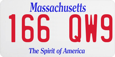 MA license plate 166QW9