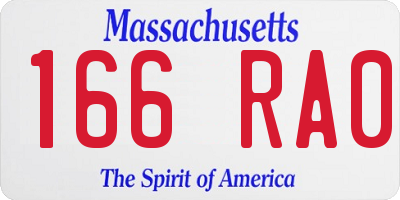 MA license plate 166RA0