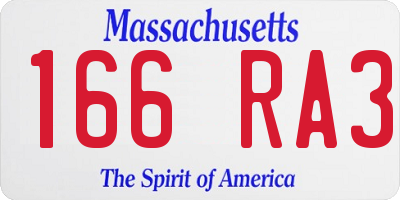 MA license plate 166RA3