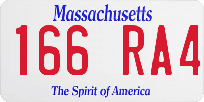 MA license plate 166RA4