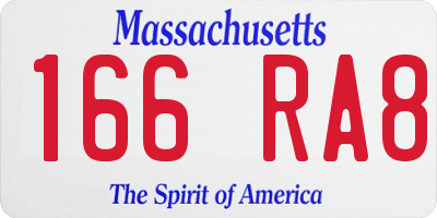 MA license plate 166RA8