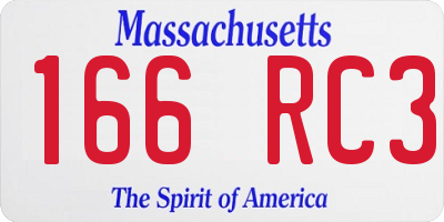MA license plate 166RC3