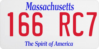 MA license plate 166RC7
