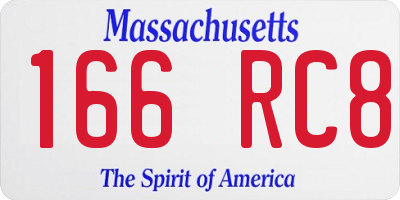 MA license plate 166RC8
