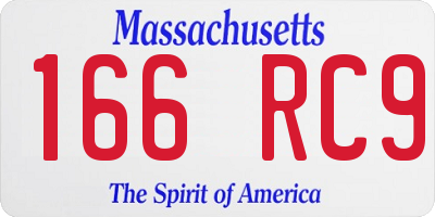 MA license plate 166RC9