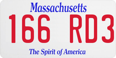 MA license plate 166RD3