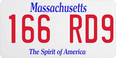 MA license plate 166RD9