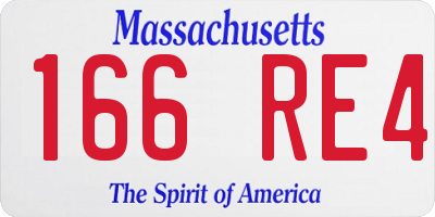 MA license plate 166RE4