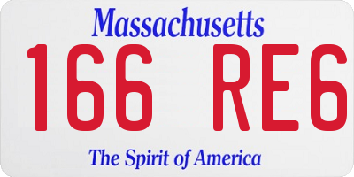 MA license plate 166RE6
