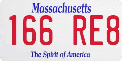 MA license plate 166RE8