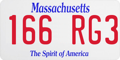 MA license plate 166RG3