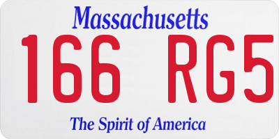 MA license plate 166RG5