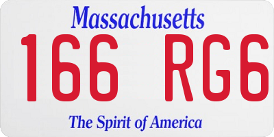 MA license plate 166RG6