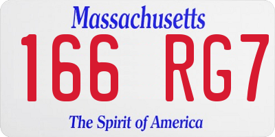 MA license plate 166RG7