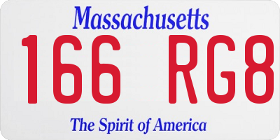 MA license plate 166RG8