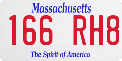 MA license plate 166RH8