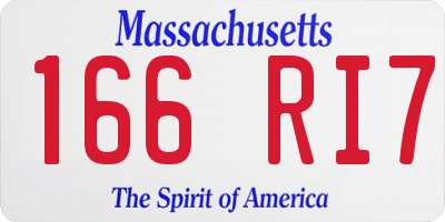 MA license plate 166RI7