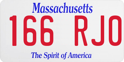 MA license plate 166RJ0