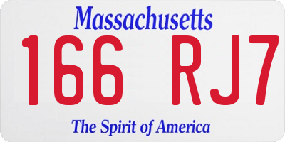 MA license plate 166RJ7