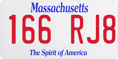 MA license plate 166RJ8