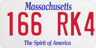 MA license plate 166RK4