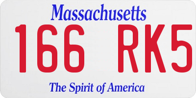 MA license plate 166RK5