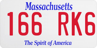 MA license plate 166RK6